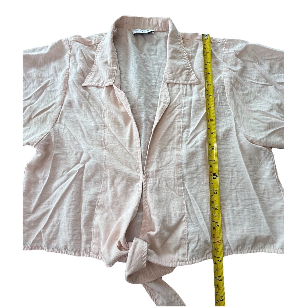 Marlowe Sirena Blush Tie Front Blouse Hook Eye Layering Top Short Sleeve - Picture 6 of 6